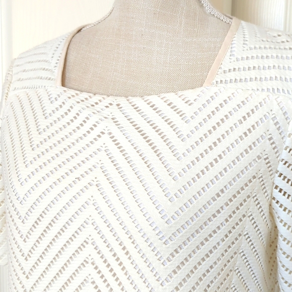 Tory Burch Chevron Textured White Blouse - Picture 2 of 5